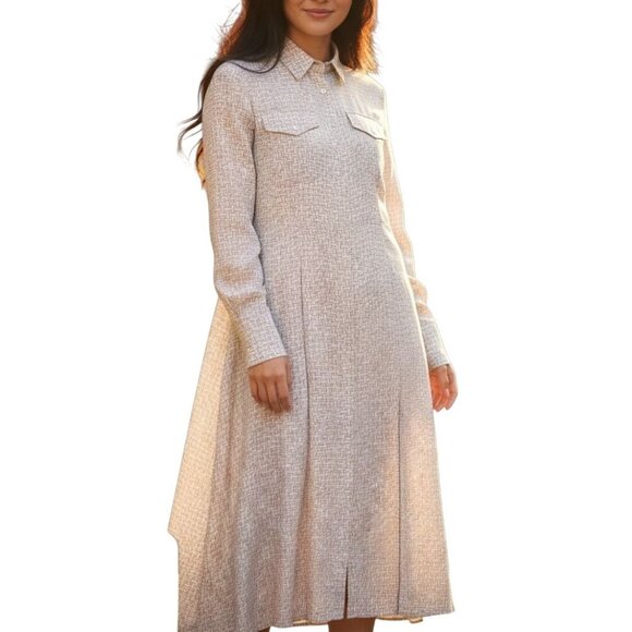 Kiton Womens Graphic-Print Silk Maxi Dress Size 42 Beige - Picture 2 of 11